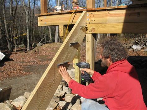 build stairs using metal angle brackets and wood stringers|bracketed stairs for deck.